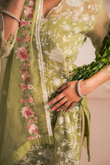 GREEN EMBRIODERY SUIT SET