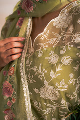 GREEN EMBRIODERY SUIT SET