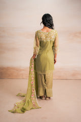 GREEN EMBRIODERY SUIT SET