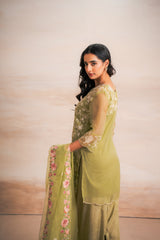 GREEN EMBRIODERY SUIT SET