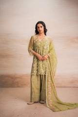 GREEN EMBRIODERY SUIT SET