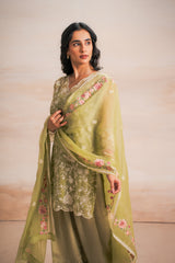 GREEN EMBRIODERY SUIT SET