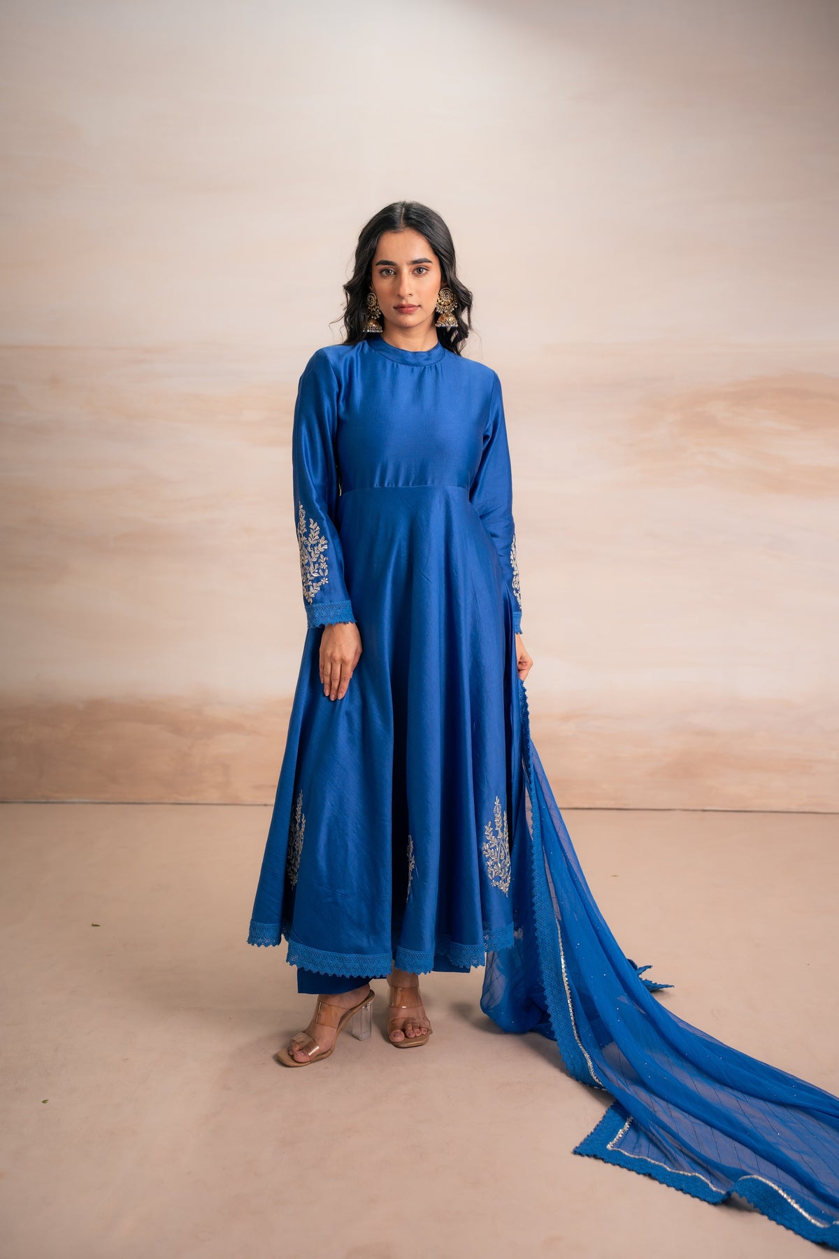 BLUE ANARKALI WITH PANTS