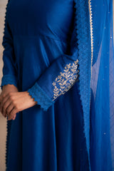 BLUE ANARKALI WITH PANTS