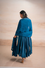 TEAL BLUE ANARKALI WITH PANTS