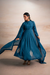 TEAL BLUE ANARKALI WITH PANTS