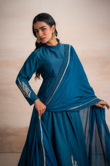 TEAL BLUE ANARKALI WITH PANTS