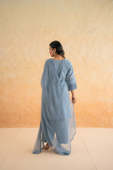 DOBBY BLUE KURTA SET