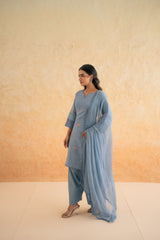 DOBBY BLUE KURTA SET