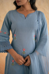 DOBBY BLUE KURTA SET