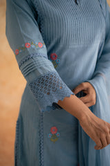 DOBBY BLUE KURTA SET