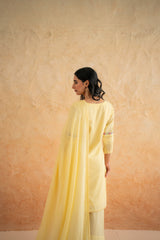 DOBBY YELLOW KURTA SET