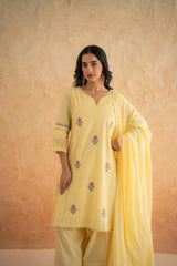 DOBBY YELLOW KURTA SET