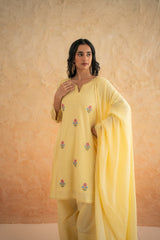 DOBBY YELLOW KURTA SET