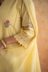 DOBBY YELLOW KURTA SET