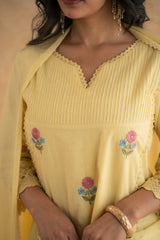 DOBBY YELLOW KURTA SET