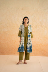 GREEN KURTA SET WITH SHRUG