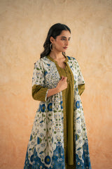 GREEN KURTA SET WITH SHRUG