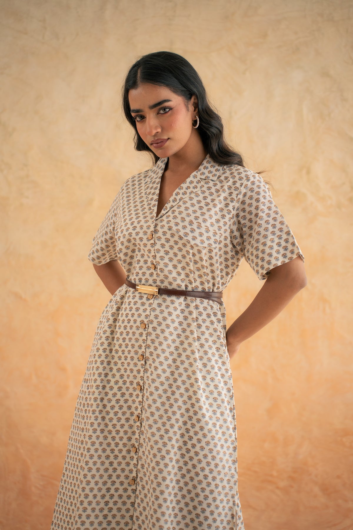 FLOWER BUTA SHIRT DRESS