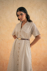 FLOWER BUTA SHIRT DRESS