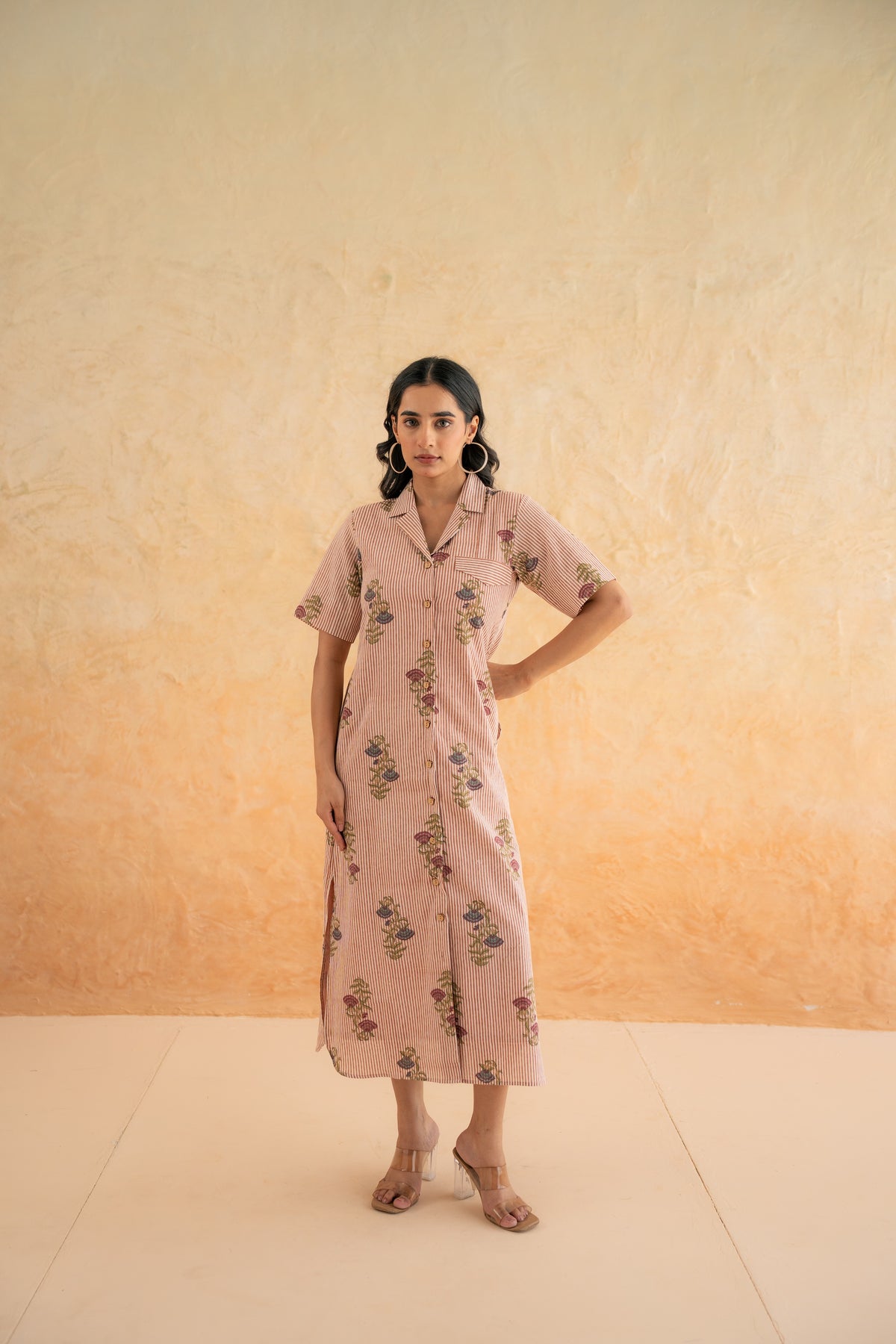 BLOCK PRINT SHIRT DRESS