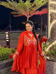 Tangerine Palazzo Set with Pitta Work Embroidery