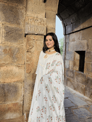 Chanderi Anarkali with Block Print Dupatta