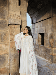 Chanderi Anarkali with Block Print Dupatta