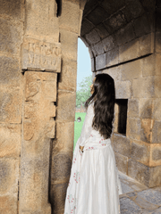 Chanderi Anarkali with Block Print Dupatta