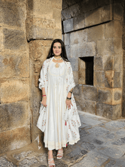 Chanderi Anarkali with Block Print Dupatta