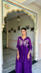Festive Purple chiffon Co-ord Set