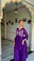 Festive Purple chiffon Co-ord Set
