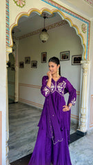 Festive Purple chiffon Co-ord Set
