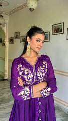 Festive Purple chiffon Co-ord Set