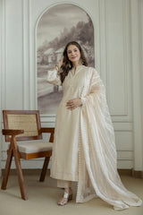 Shahi Bej Chanderi Kurta set with Dupatta and Pants