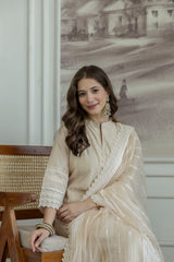 Shahi Bej Chanderi Kurta set with Dupatta and Pants