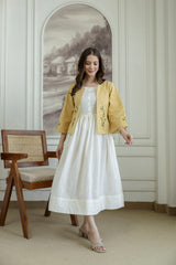 Cotton Slub Dress with Embriodary Jacket