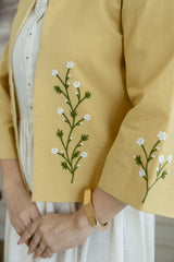 Cotton Slub Dress with Embriodary Jacket
