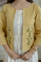 Cotton Slub Dress with Embriodary Jacket